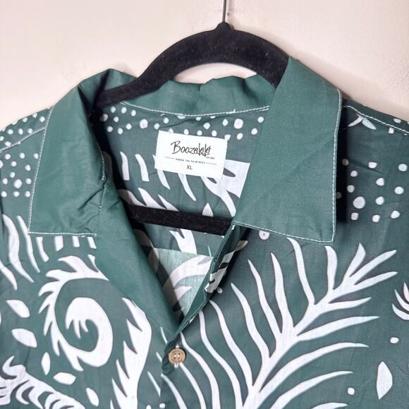 NEW Boozelele Men's Predator Tiger Print 100% Cotton Cuban Collar Shirt  Size XL - Picture 2 of 9